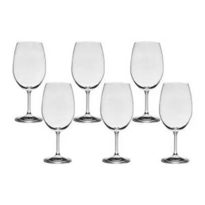 6 Taças De Cristal Para Vinho Bordeaux 540 ml Linha Roberta Bohemia Cristal | R$20