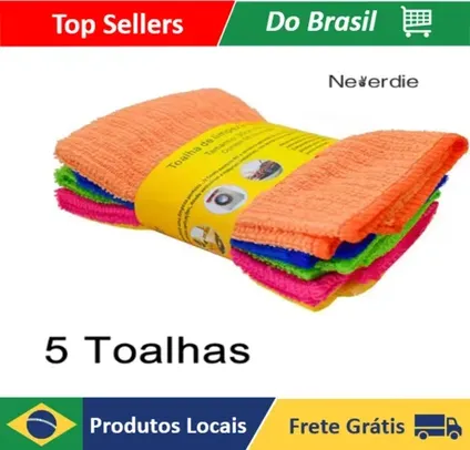 [Brasil/ Moedas 🔥R$5,76] 5 Panos de Microfibra Flanela Automotiva Anti-risco 30x30