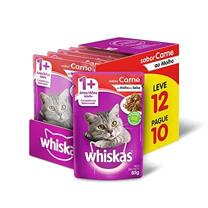 [REC] Whiskas Ração Úmida Whiskas Sachê Carne Ao Molho Para Gatos Adultos - Leve 12 Pague 10