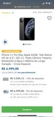 iPhone 11 Pro Max 64GB - Cinza-Espacial
