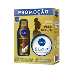 (PRIME) NIVEA Kit Beleza Radiante - Hidratante Desodorante Corporal Cuidado Intenso 200ml + Hidratante 7 em 1 100g