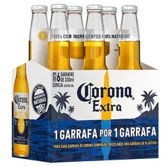 (Gol de Pix R$ 40) Cerveja Corona Extra Long Neck 330ml - 6 Unidades