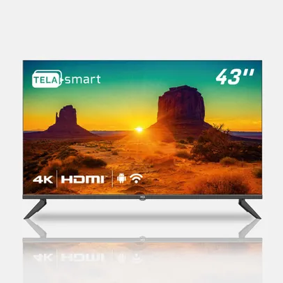 Smart TV LED 43 4K hq Conversor Digital Externo 3 hdmi 2 USB wi-fi Android 11 Design Slim