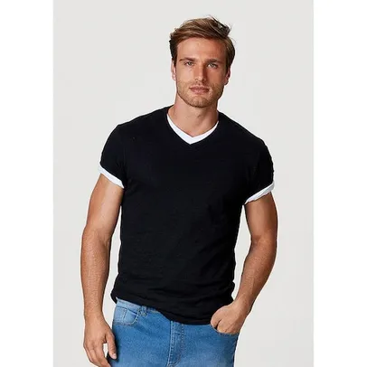 Camiseta Básica Masculina Flamê Com Decote V