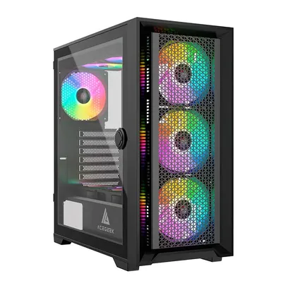 Foto do produto Gabinete Gamer Acegeek Tempest A370, Mid-Tower, Lateral De Vidro, Pret