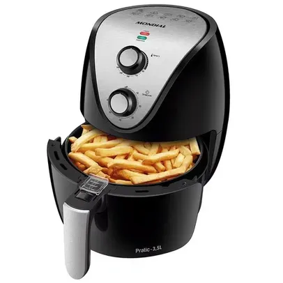 [Novos Clientes R$204] Fritadeira Elétrica Sem Óleo Air Fryer Mondial AF-30 Family Inox IV 3,5l – Preta - 110V e 220V