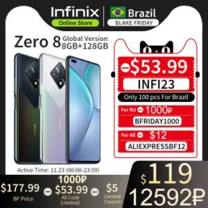 Smartphone versão global Infinix Zero 8 8GB 128GB | R$990