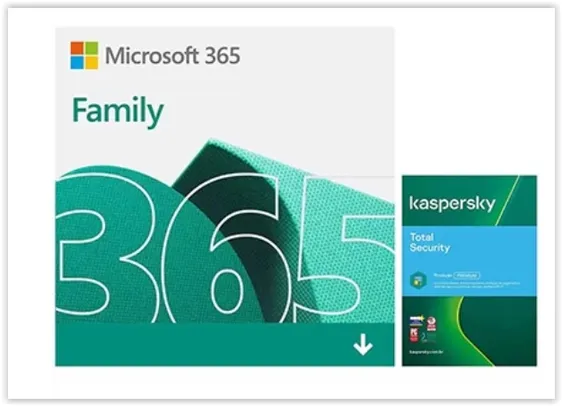 Microsoft 365 Family 1 licença para até 6 usuários, Assinatura 15 meses + Kaspersky Antivírus Total 