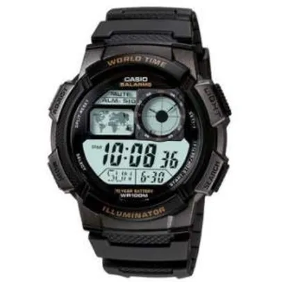 [WALMART] Relógio Masculino Casio Digital, Pulseira e Caixa em Resina, 5 Alarmes Com Soneca, com Iluminação, Resistente à Água 100m - AE-1000W-1AVDF - R$116