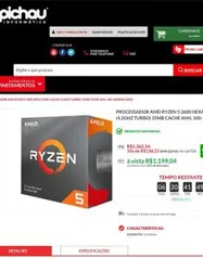 PROCESSADOR AMD RYZEN 5 3600 HEXA-CORE 3.6GHZ (4.2GHZ TURBO) 35MB R$ 1199