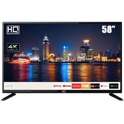 Smart TV LED 58" HQ HQSTV58NY Ultra HD 4K Netflix Youtube 2 HDMI 2 USB Wi-Fi