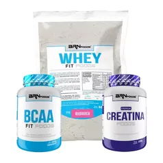 KIT Whey Protein Fit Foods 500g, BCAA Fit 100g, PREMIUM Creatina 100g-BRN