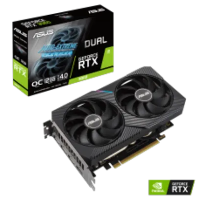 Placa de Vídeo Asus GeForce RTX 3060 DUAL OC V2, LHR, 12GB, GDDR6, DLSS, Ray Tracing, 90YV0GB2-M0NA10