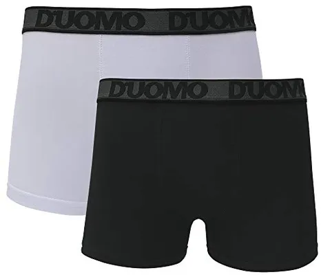 Kit 2 Cuecas Boxer Algodão, Duomo, Masculino, Branco/Preto, G