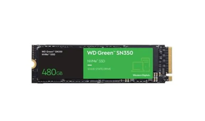 SSD WD Green PC SN350 480GB, PCIe, NVMe, Leitura: 2400MB/s, Escrita: 1650MB/s - WDS480G2G0C