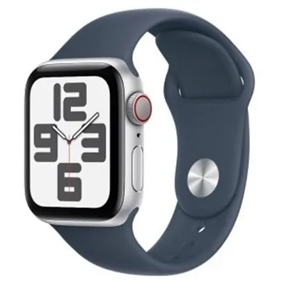 Foto do produto Apple Watch Se Gps Caixa Prateada De Alumínio 44mm Pulseira Esportiva Azul-tempestade M/G