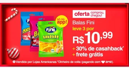 [APP+CUPOM] - BALAS FINI ''3 UNIDADES'' + 30% DE CASHBACK