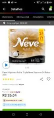 [CASHBACK+CUPOM+Cliente Ouro R$ 15,37und] Papel Higiênico Neve Folha Tripla 24 rolos 20m