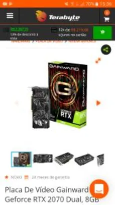 Placa De Vídeo Gainward Geforce RTX 2070 Dual, 8GB GDDR6, 256Bit, NE62070018P2-1160X - R$2287