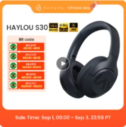 Fone de Ouvido Sem Fio HAYLOU S30 com Bluetooth 5.4, 43dB e 80 Horas de Bateria