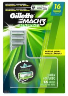 Carga para Aparelho de Barbear Gillette Mach 3 Sensitive para Peles Sensíveis 16 Unidades