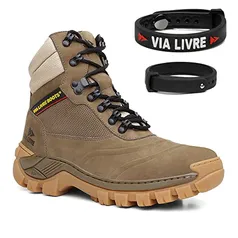 Kit Bota Coturno Cano Curto Casual Masculino com Cadarço Sola Leve e Pulseira