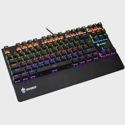 [AME R$79,76] Teclado mecânico gamer evolut assault EG-204 rb backlight rainbow