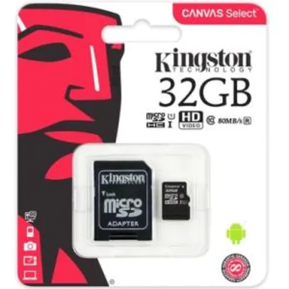 Cartão de Memória Kingston Canvas Select MicroSD 32GB Classe 10 com Adaptador - SDCS/32GB