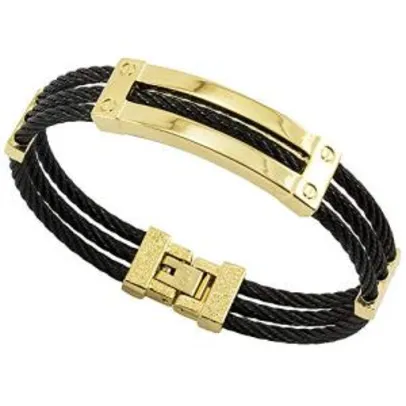 [Prime] Bracelete de Aço Inox 316L Modelo Cabo Náutico Black | R$38
