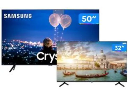 Combo Smart TV Crystal UHD 4K LED 50” Samsung - 50TU8000 Wi-Fi + Smart TV HD D-LED 32” Philco