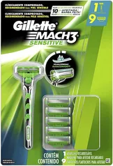 [Prime] Aparelho + 9 Cargas Gillette Mach3 Sensitive | R$68