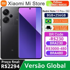 [ APP | Do Brasil ] Xiaomi-Redmi Note 13 Pro Plus, 5G, Versão Global, Dimensão MediaTek, 7200-Ultra, Câmera 200MP OIS, 120Hz, Tela Curva 1.5K, IP68 