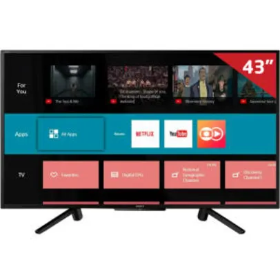 Smart TV LED 43" Sony KDL-43W665F Full HD com Conversor Digital 2 HDMI 2 USB 60Hz - Preta | R$1.439