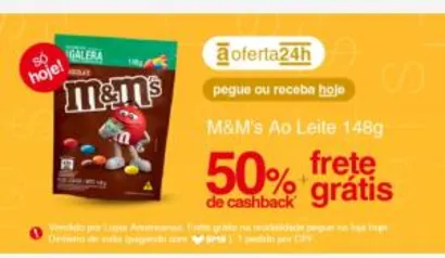 [App] [M&M's ao leite 148g | 50% de cashback | R$10