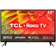 Smart TV LED 32" HD TCL Roku TV RS530 WiFi, Dual Band, 3 HDMI, 1 USB, Controle por Aplicativo, Googl