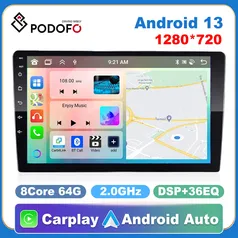 Podofo Multimídia 2Din 7”, GPS, Carplay, 8 core, 4GB Ram