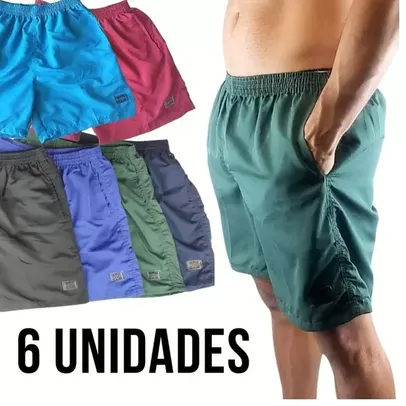 Kit 6 Shorts Tactel Masculino Academia Fitness Bermuda Várias Cores