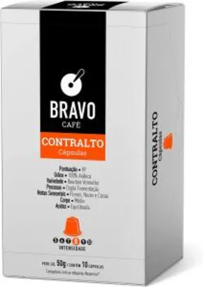 [11,74] Cápsulas de Café Contralto Bravo, Compatível com Nespresso, Contém 10 Cápsulas