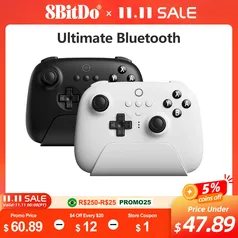 (taxa inclusa / Moedas) Controle 8BitDo Ultimate Bluetooth com Dock, comp com nintendo switch