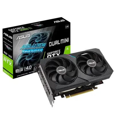 Placa de Vídeo Asus Dual NVIDIA Geforce RTX 3060 TI 8G Mini V2, RGB, 8GB GDDR6, LHR, DLSS, Ray Traci