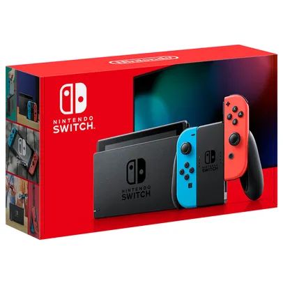 Console Nintendo Switch 32GB + Controle Joy-Con Neon Azul e Vermelho