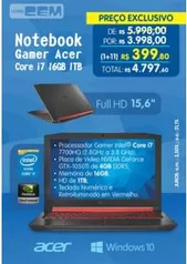 Notebook Acer Aspire Nitro AN515-51 - R$3.998