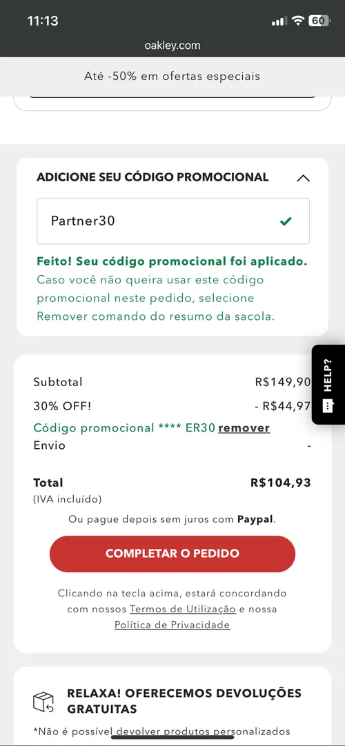 Imagem na descrição da promoção