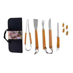 Kit Churrasco 10 Peças com Bolsa de Nylon Preta - Fixxar