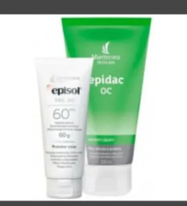 Kit Protetor Solar Facial Episol Sec Oc Toque Seco FPS60 60g + Sabonete Líquido Facial Epidac OC 150ml R$46