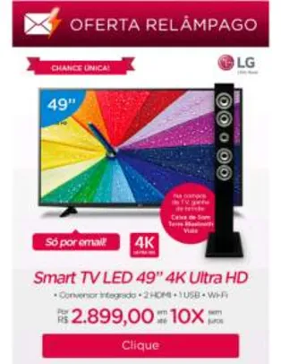 [Clube da Lu/Oferta Relâmpago] Smart TV LED 49" 4K LG 49UF6400 Ultra HD - por R$2754