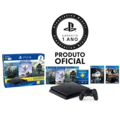 Console Playstation 4 Slim 1TB Hits Bundle + Controle Dualshock 4 Preto + 5 Jogos - PS4 - R$1741