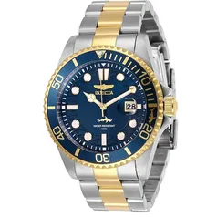 Relógio de quartzo de aço inoxidável Invicta Pro Diver 43mm, Dois Tons/Azul (Modelo: 30021)