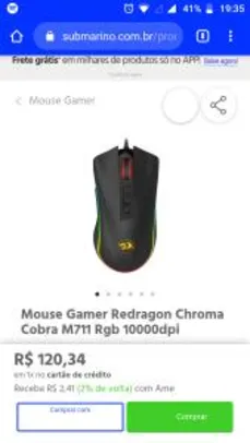 Mouse Redragon Cobra M711 black - R$120