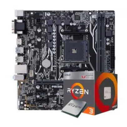 Kit Upgrade Placa Mãe Asus Prime A320M-K AMD AM4 + Processador AMD Ryzen 3 3200G 3.6GHz